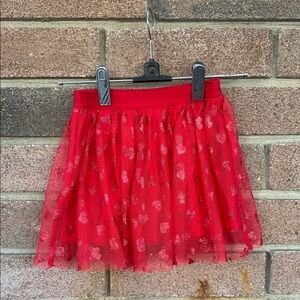 Red Heart Patterned Skirt Size 4
